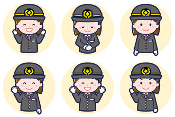 女性運転士のポーズセット_02