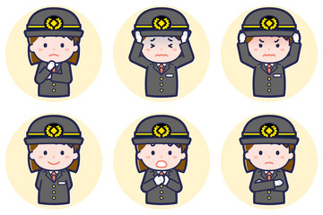 女性運転士のポーズセット_05