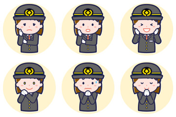 女性運転士のポーズセット_04