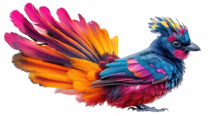 Fototapeta premium Vibrant, colorful tropical bird with striking blue, pink, and orange feathers, ideal for nature and wildlife designs.