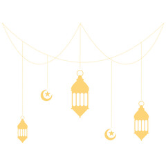 Ramadan Kareem Lantern Decoration with Moon and Star Ornament. Isolated on White Background.