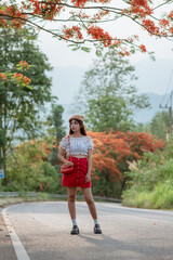 Fototapeta premium Travel to take photos at tourist attractions high in the mountains.