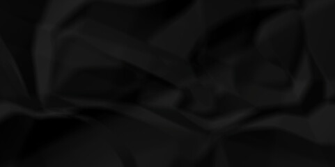 Obraz premium Black wrinkly backdrop paper background. panorama grunge wrinkly paper texture background, crumpled pattern texture. paper crumpled texture. black fabric crushed textured crumpled.