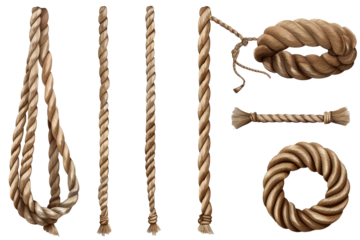 set of rope isolated on transparent background