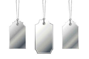 set of silver tags isolated on transparent background