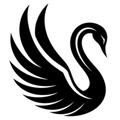 Naklejka premium Swan logo icon vector art silhouette illustration