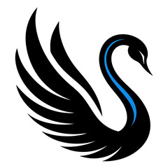 Naklejka premium Swan logo icon vector art silhouette illustration