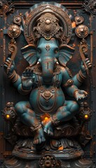 Fototapeta premium Steampunk Ganesh A Fusion of Ancient and Industrial