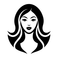 Beautiful lady's face logo icon silhouette vector illustration

