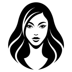 Beautiful lady's face logo icon silhouette vector illustration
