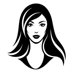 Beautiful lady's face logo icon silhouette vector illustration

