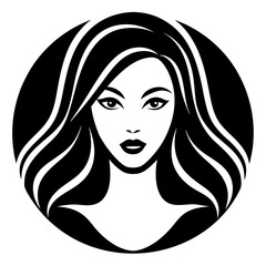 Beautiful lady's face logo icon silhouette vector illustration
