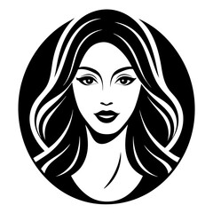 Beautiful lady's face logo icon silhouette vector illustration
