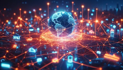 Fototapeta premium IoT Internet of Thimgs , a world interconnected by Intenet