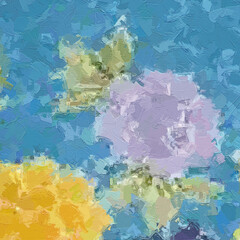 Oil Painting and Various Flowers, Roses, Peony, Butterflies, Beautiful Wedding Illustrations