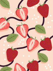 Seamless Pattern Strawberry Slice Vector Illustration
