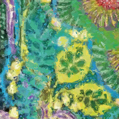 Oil Painting and Various Flowers, Roses, Peony, Butterflies, Beautiful Wedding Illustrations