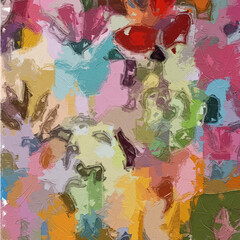 Oil Painting and Various Flowers, Roses, Peony, Butterflies, Beautiful Wedding Illustrations