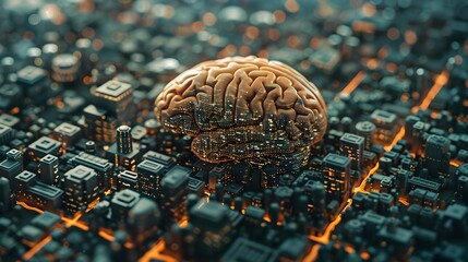 Brain as a Futuristic Cityscape Depicting Complexity and Organization of Neural Networks