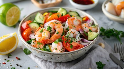 Shrimp Salad with Cucumber and Tomato