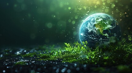 Obraz premium Earth's Ethereal Glow, A Symbol of Planetary Resilience and Environmental Harmony