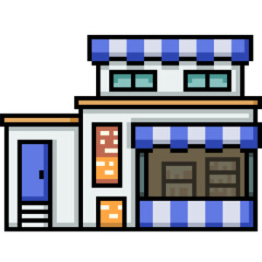 pixel art of small storefront house