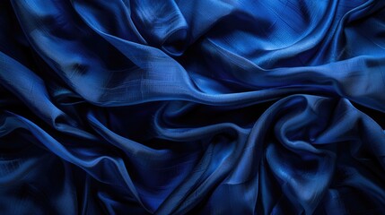 Fototapeta premium Blue Cloth Background. Dark and Abstract Classic Fabric Texture with Copy Space