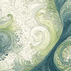 Abstract Swirling Green and Blue Pattern