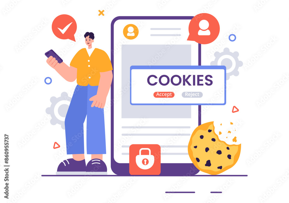 Canvas Prints internet cookies technology vector illustration with tracking cookie records of browsing activity on