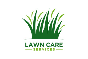 Lawn care logo design, landscape, grass concept template
