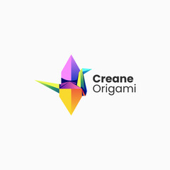 Vector Logo Illustration Origami Bird Gradient Colorful Style