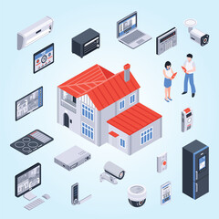 isometric smart home icon set