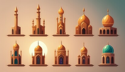 Obraz premium cathedral icon set. one color dome