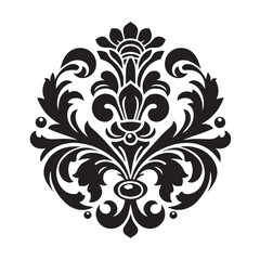 Silhouette of Vintage Ornament Icon Isolated in White