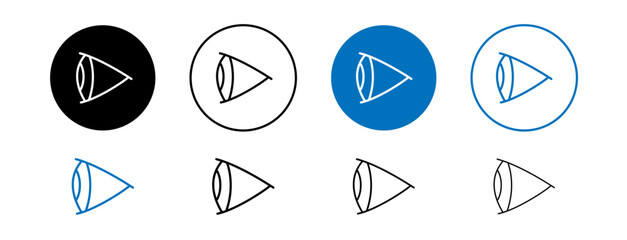 Eye side vector icon set in black and blue color.