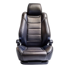 Naklejka premium Black leather Seat for car automobile, front view isolated on transparent background