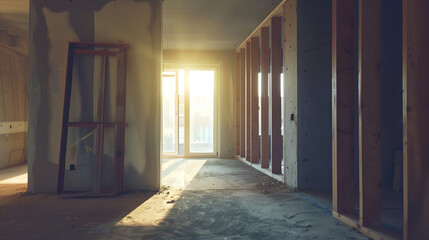 Obraz premium construction residential new house in progress at building site housing estate development : Generative AI