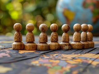 Wooden Figurines Symbolizing Entrepreneur Participating in High Level Business Partnership Meeting