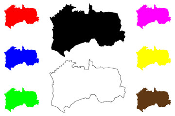 Naklejka premium Nerima City (State of Japan, island country, Tokyo region) map vector illustration, scribble sketch City of Nerima map