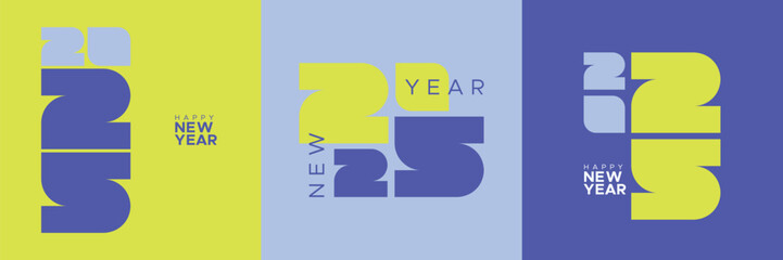 Happy new year 2025 with modern number logo. Set of 2025 new year celebration modern template. Creative design of 2025 typeface logo