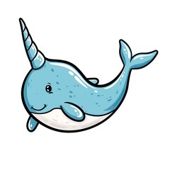 Fototapeta premium Narwhal with Tusk , A narwhal with its distinctive long tusk, great for Arctic sea life themes or mythical sea creature projects
