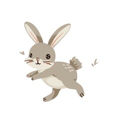 Obraz premium Bunny Hopping , A cute rabbit in mid,hop, perfect for spring,themed crafts, nursery decorations, or Easter stickers