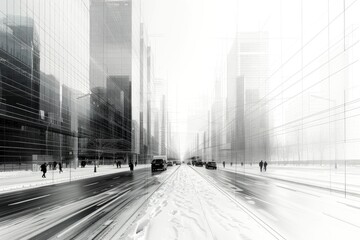  Abstract black and white architectural sketch of a modern public park with playgrounds and picnic areas, high resolution