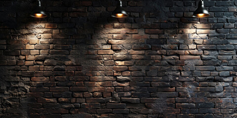 Black Brick Wall Texture Background Room with Dark Brick Wall
