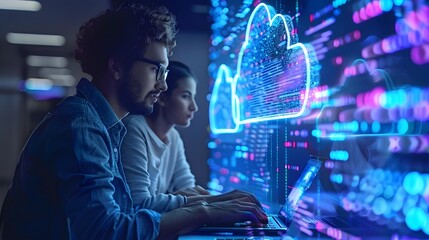 Cloud Native Application Development with Developers Working on Laptops and Cloud Infrastructure