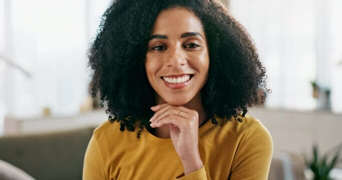 Happy, businesswoman and laptop for thinking at home for remote work, research and positive feedback. Female person or editor with computer for email, connection and vision for writing blog article