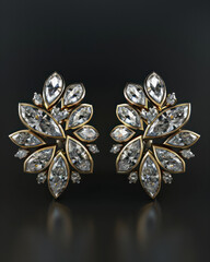 Naklejka premium Elegant Diamond Earrings with Marquise Cut Stones for a Sophisticated Look Perfect Diamond Jewelry for Special Occasions and Everyday Glamour