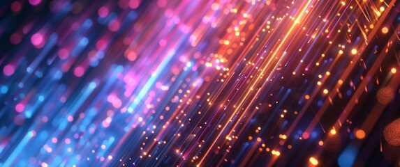 Fototapeta premium Futuristic Neon: Immersive 3D Render with Luminous Ascending Lines for a Vibrant Wallpaper