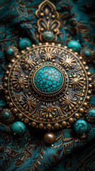 Exquisite Turquoise Brooch with Intricate Carvings Discover the Detailed Beauty of Masterfully Crafted Turquoise Jewelry A Stunning Piece Showcasing Skillful Artistry and Timeless Elegance