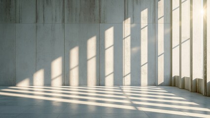 Obraz premium White empty room background for product presentation with shadow from the window